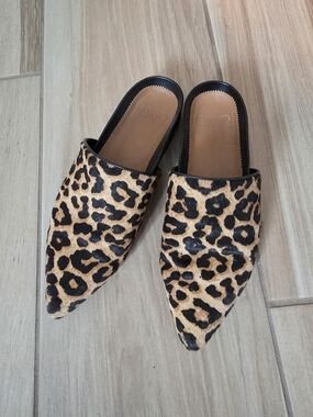SARTO Leopard Print Pointed Toe Slide Mules - Women